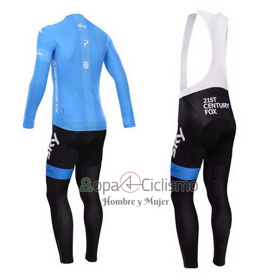 Sky Ropa Ciclismo Culotte Largo 2014 Mangas Largas Blanco y Azul